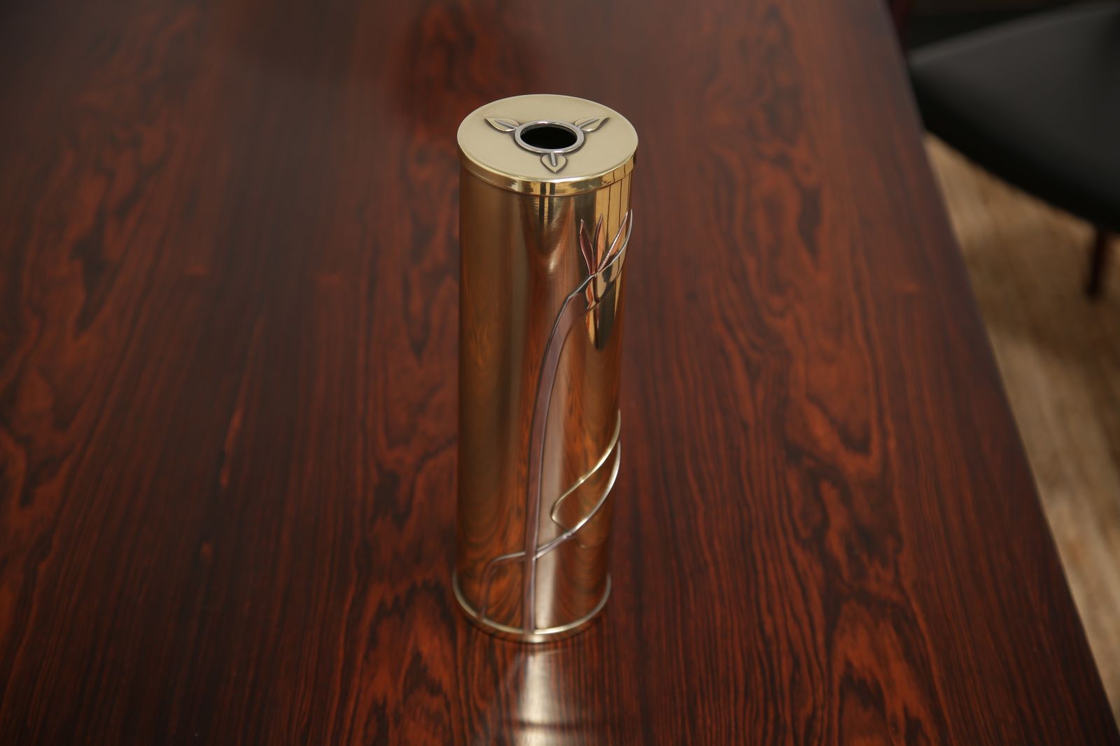 Art Deco Revival Brass Cylindrical Vase By Dara International, Chicago, 1983 photo Home Decor