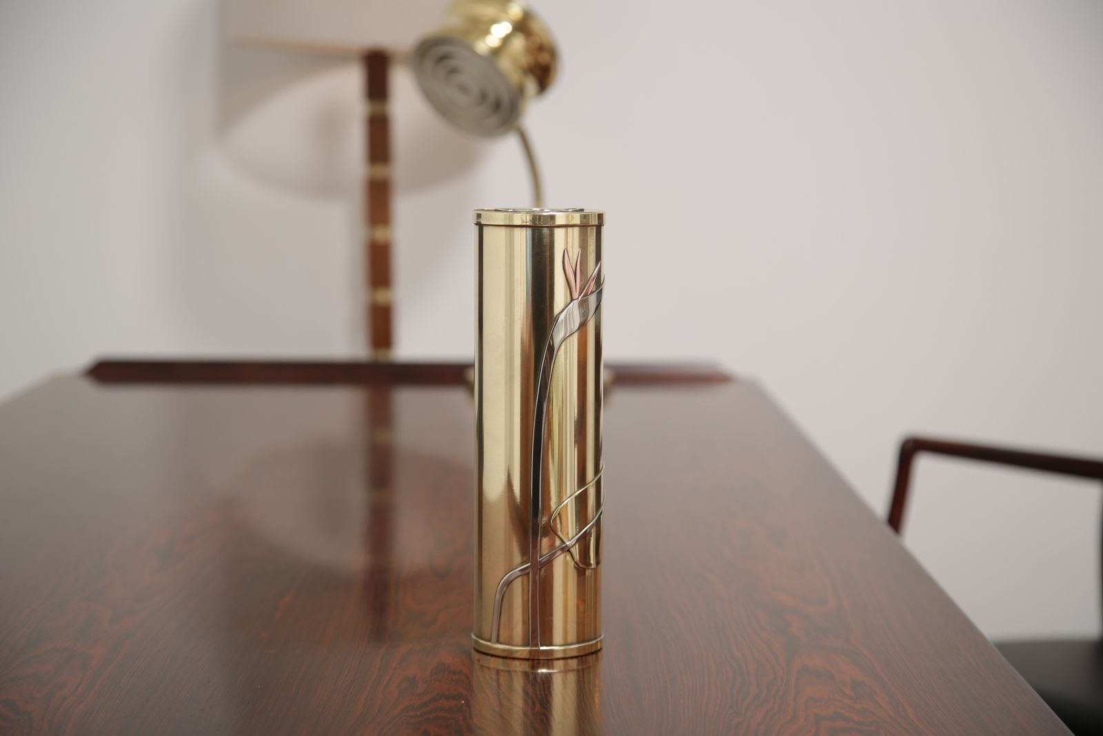 Art Deco Revival Brass Cylindrical Vase By Dara International, Chicago, 1983 photo 200.0