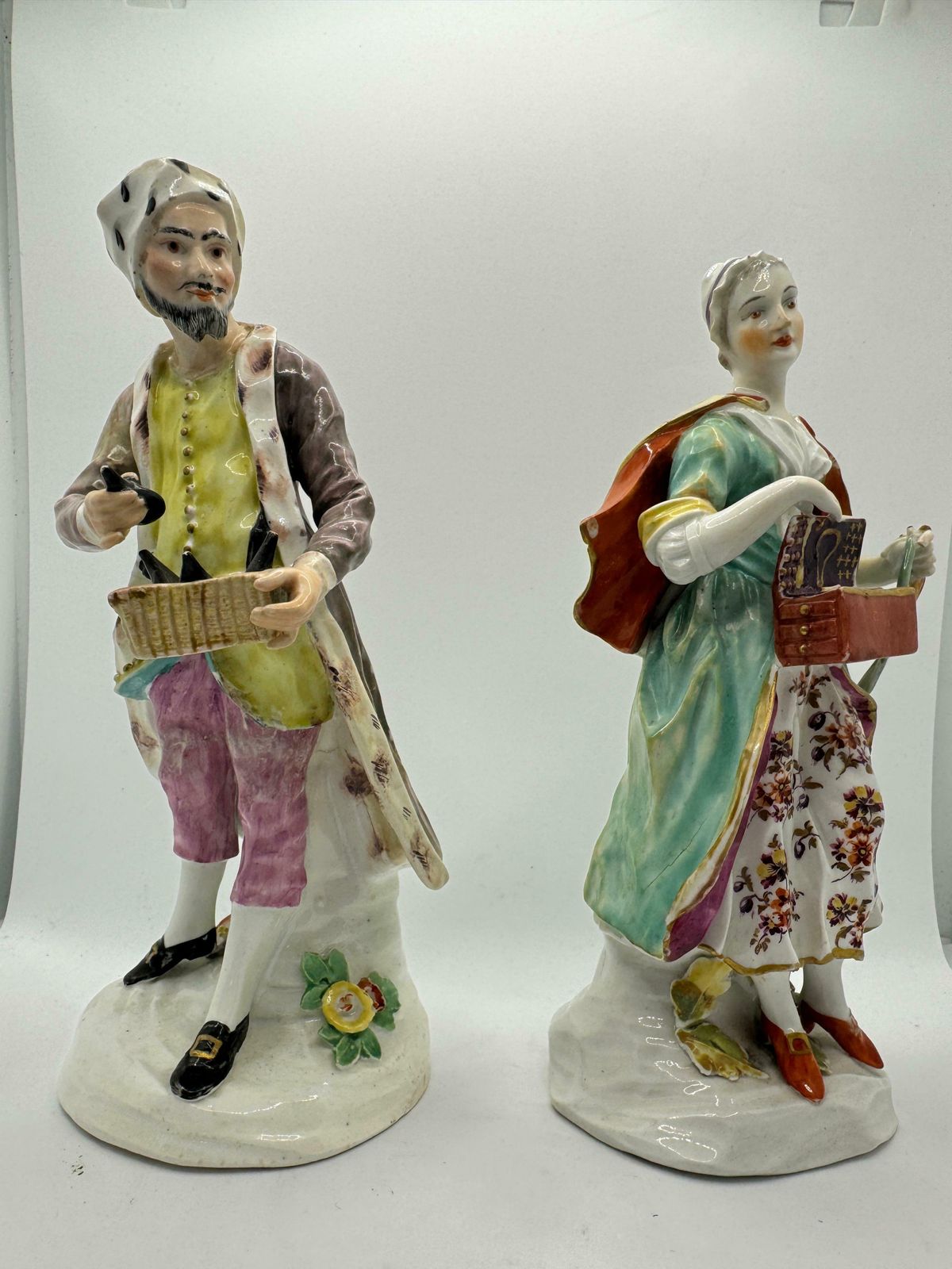 Pair Of 18th Century Derby Figures Of 'Jewish Pedlar And Companion' , Circa 1760 photo furniture