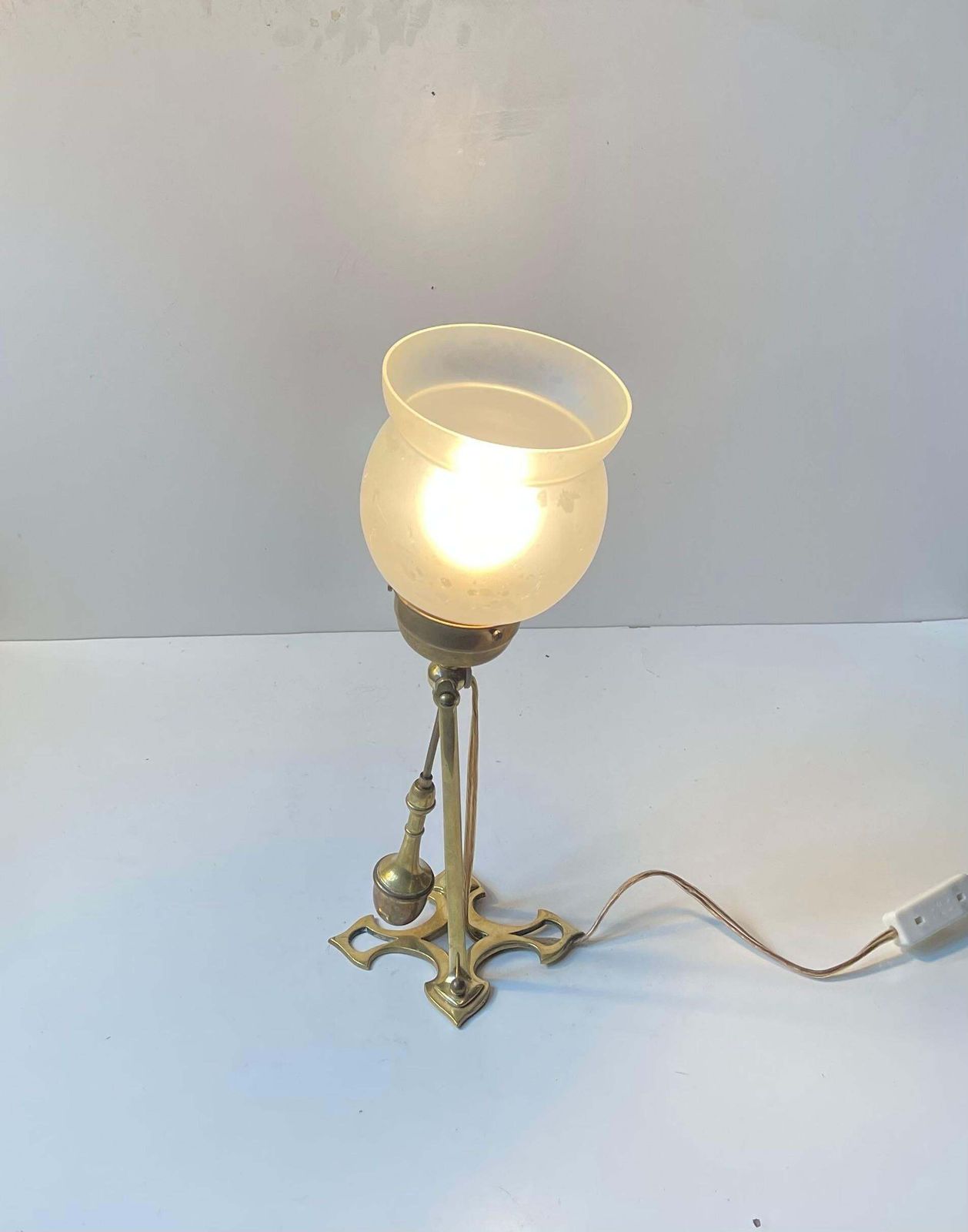Arts & Crafts Brass Rocking Lamp / Sconce In The Style Of Was Benson photo Lighting