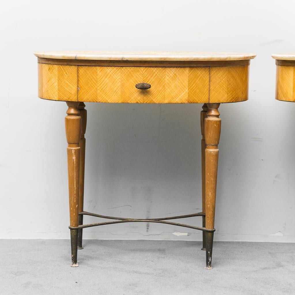 Pair Of Bedside Tables With Marble Top, 1950s Vintage, Modern Antiques photo vinterior