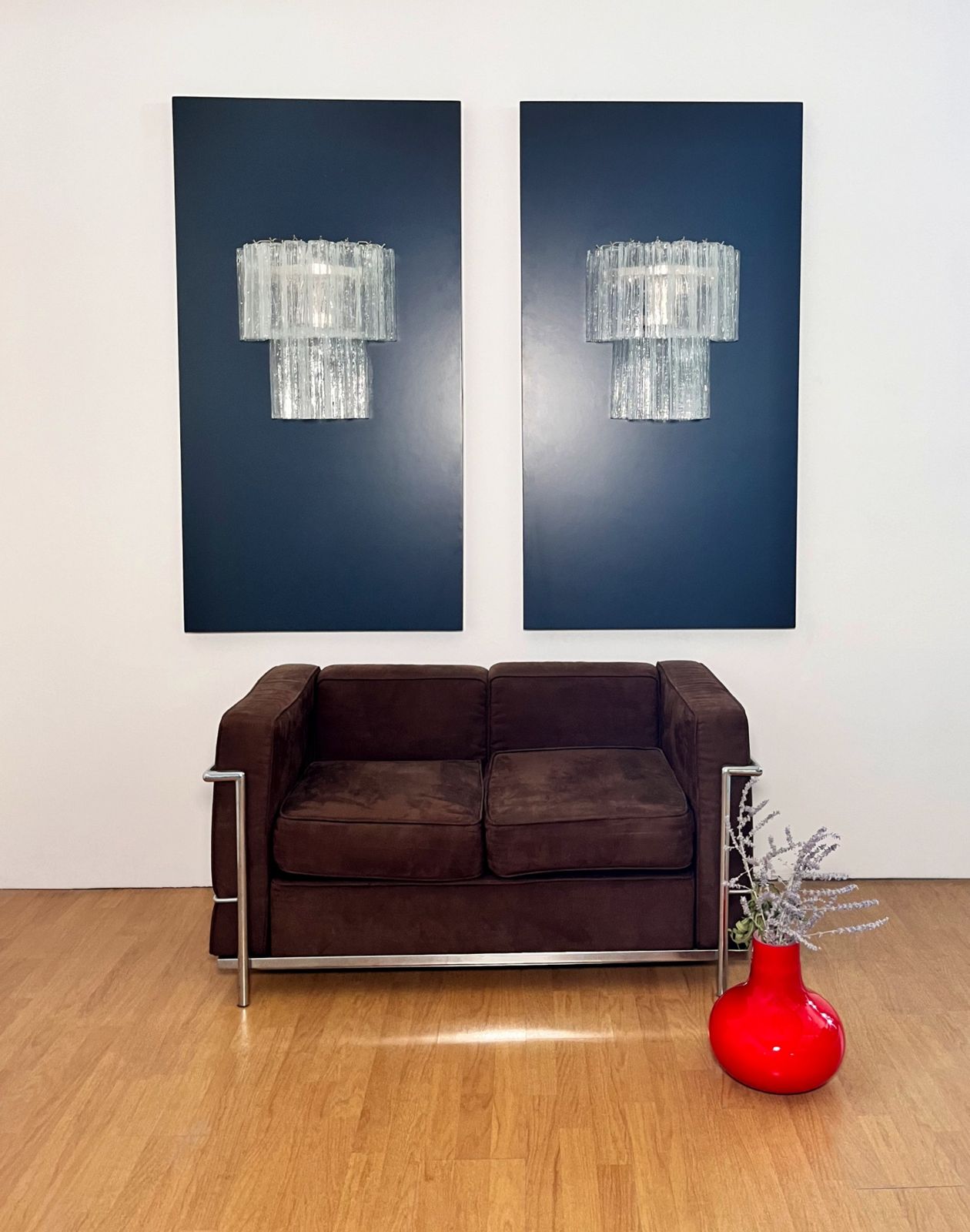 Fantastic Pair Of Murano Glass Tube Wall Sconces   13 Transaparent Glass Tube photo furniture