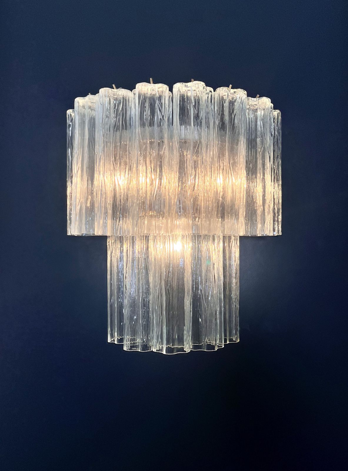 750.0 Fantastic Pair Of Murano Glass Tube Wall Sconces   13 Transaparent Glass Tube photo