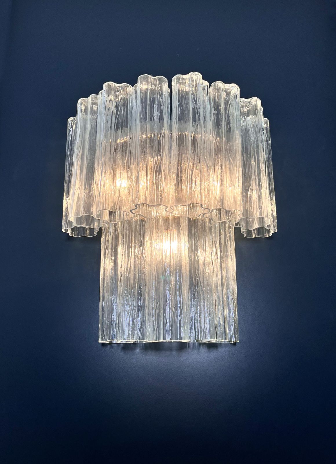 photo vinterior Fantastic Pair Of Murano Glass Tube Wall Sconces   13 Transaparent Glass Tube
