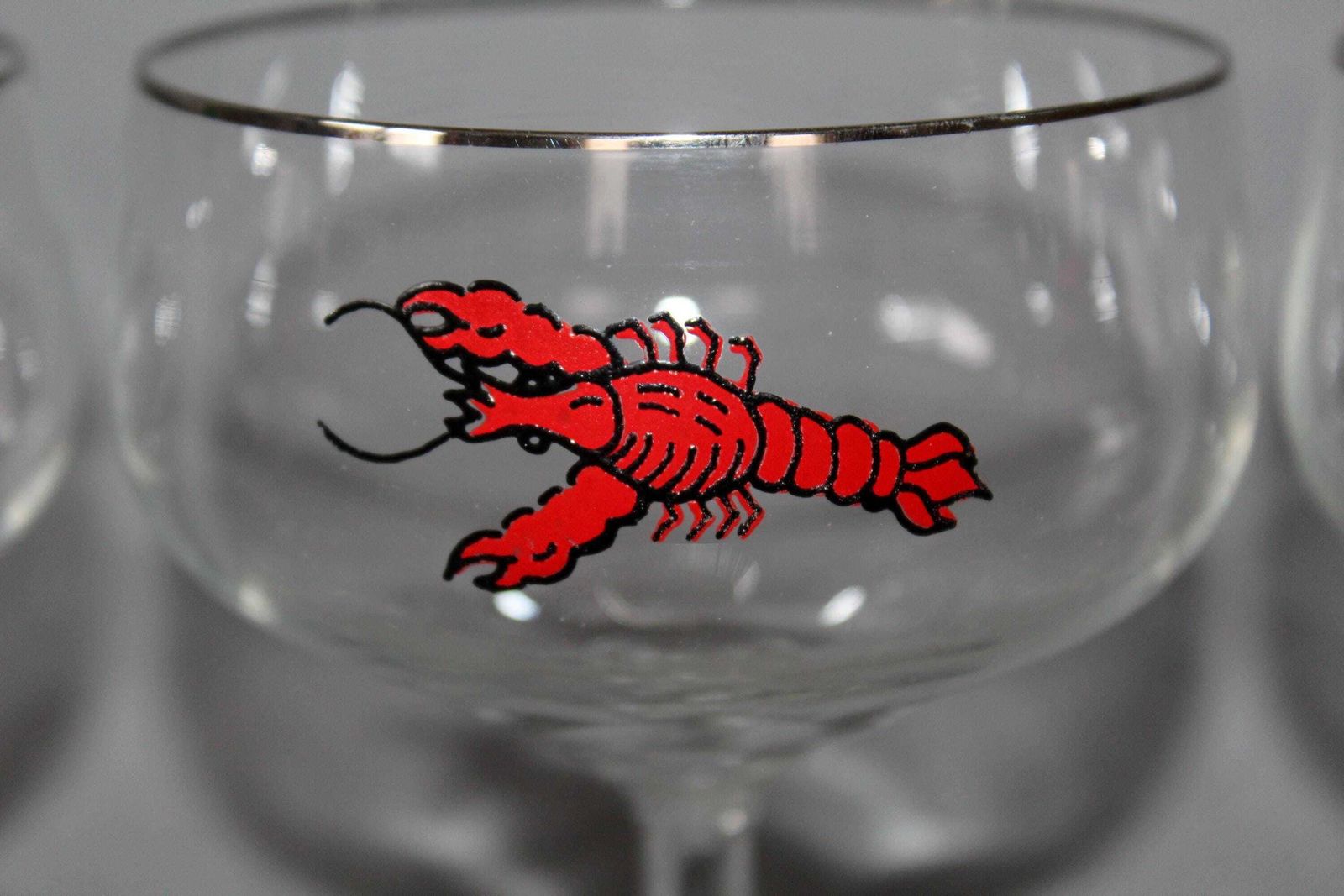 Set Van 5 Vintage Cocktailglazen Met Kreeftmotief, Garnalencocktail Coupe, Nautisch Zeevruchtendesign, Barware, Aperitief, Rand In Zilverkleur photo Woonaccessoires