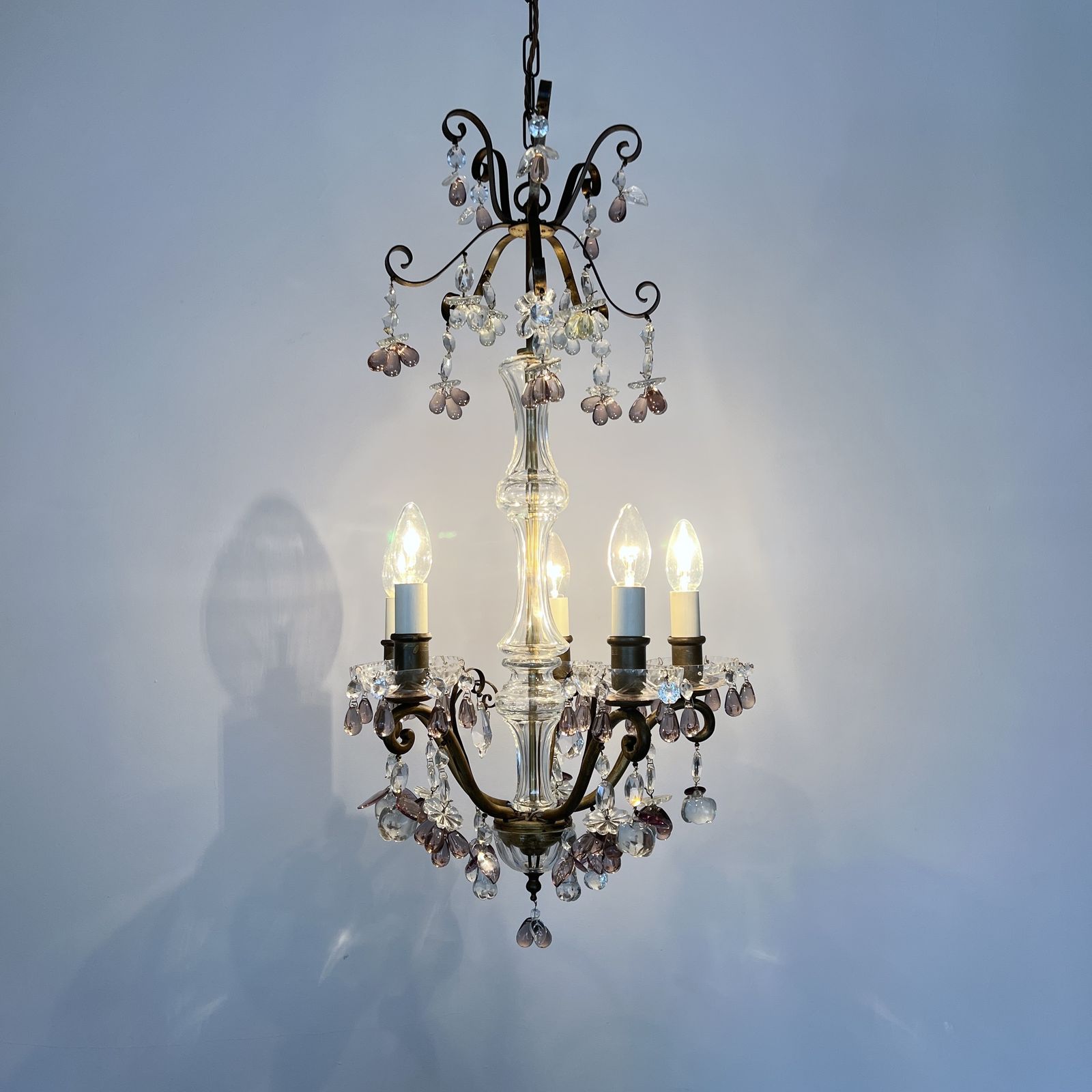 photo furniture Decorative French Glass Chandelier With Unique Amethyst Crystal Drops
