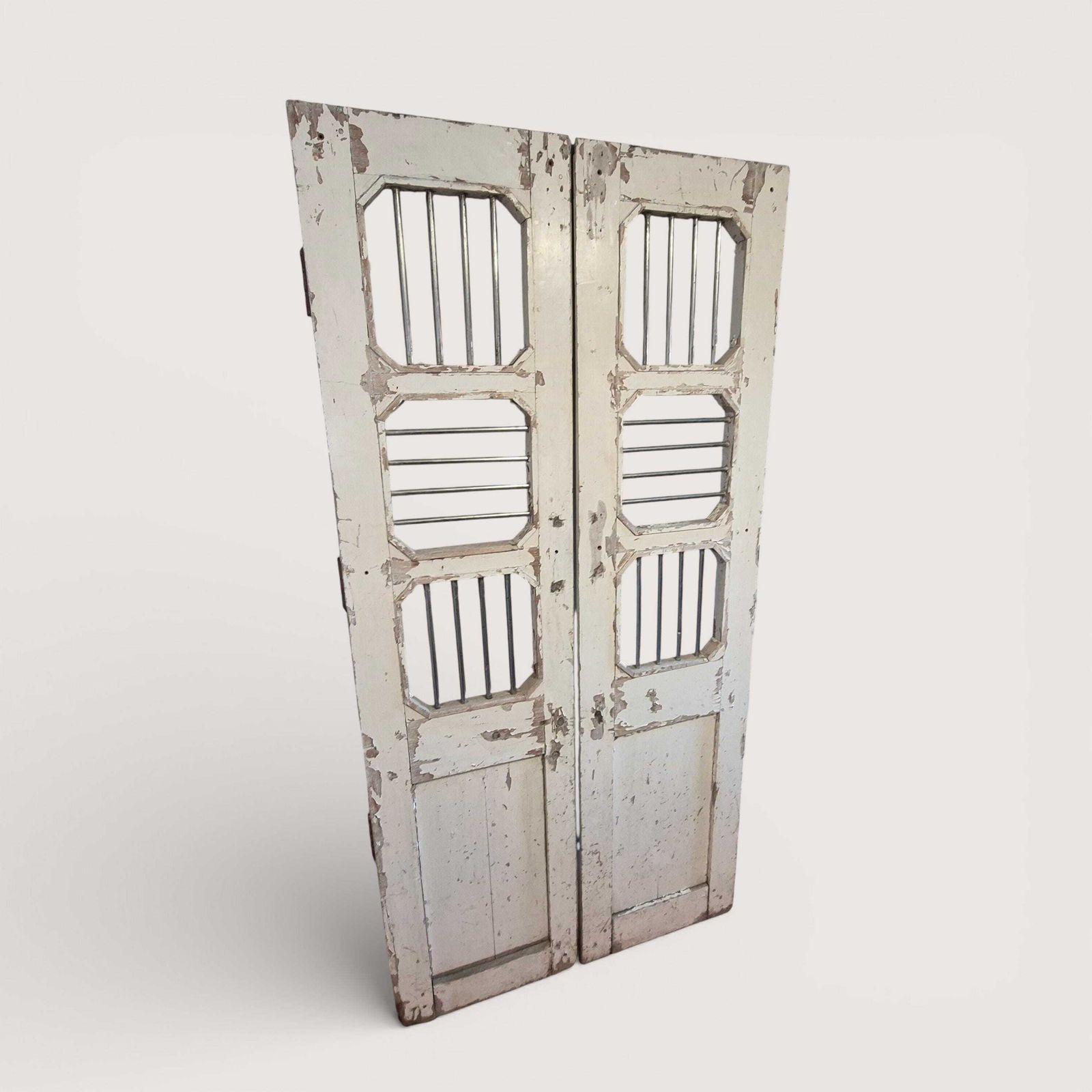 Home Fixtures Antique Indian Jali Doors Pair 189cm | Reclaimed Teak Panels With Steel Bars | Architectural Salvage Feature Doors photo