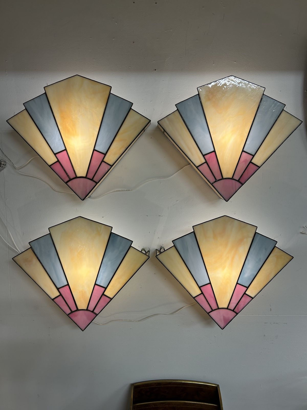 4 X Art Deco Stained Glass Wall Light Covers photo furniture