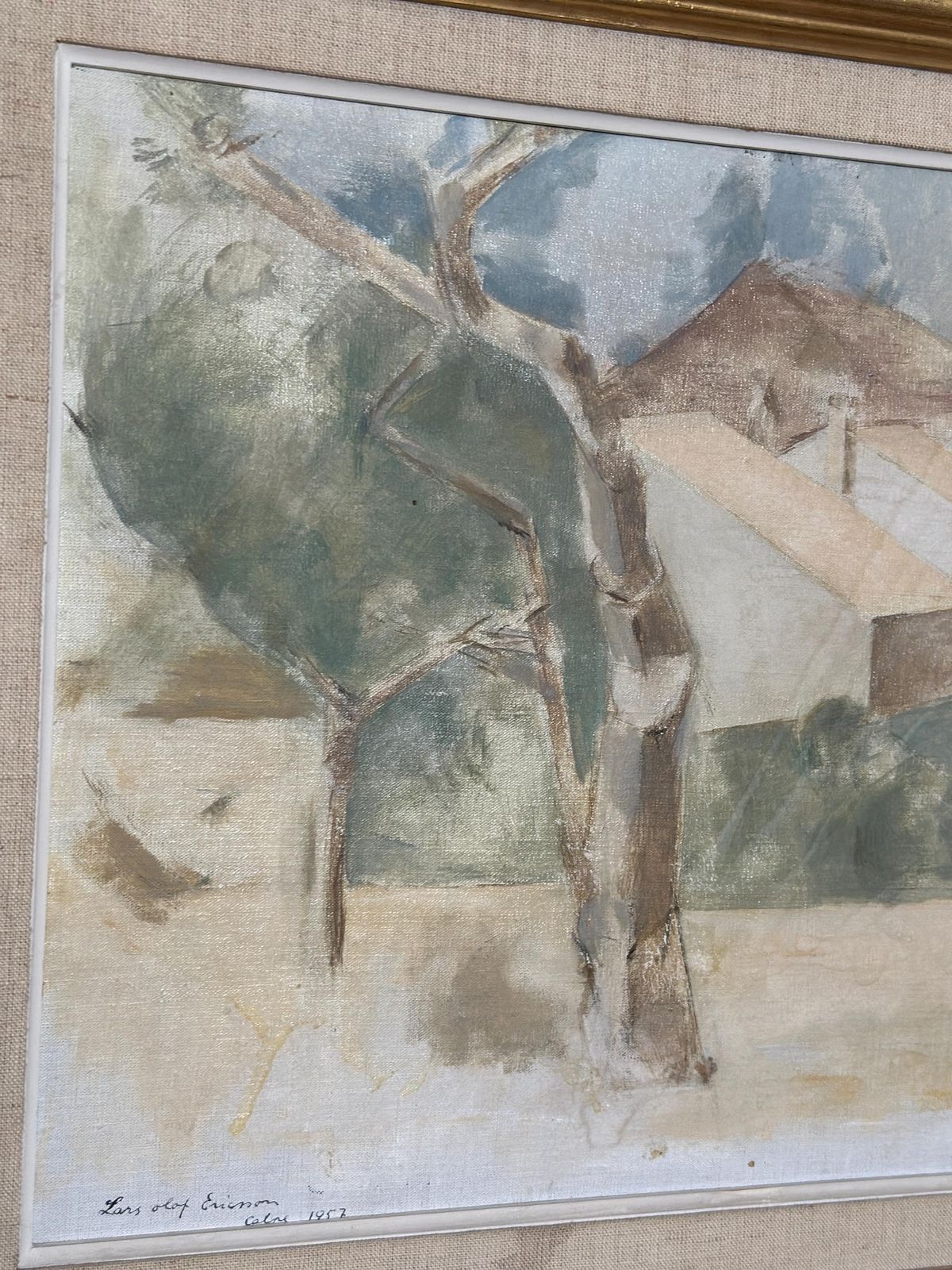 photo vinterior Original Mid Century Swedish Oil On Panel – “Calpe” By Lars Olof Ericsson – Dated 1957 – Vintage & Framed – 47 × 58 Cm (18.5" × 22.8")