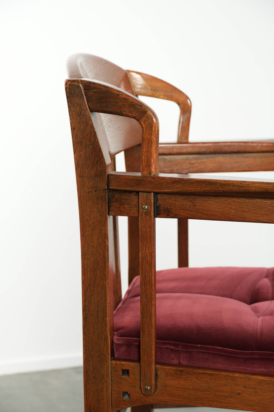 photo buy Set Of Two Art Nouveau/Jugendstil Design Schuitema Dining Chairs With A Luxurious Red Fabric Upholstery