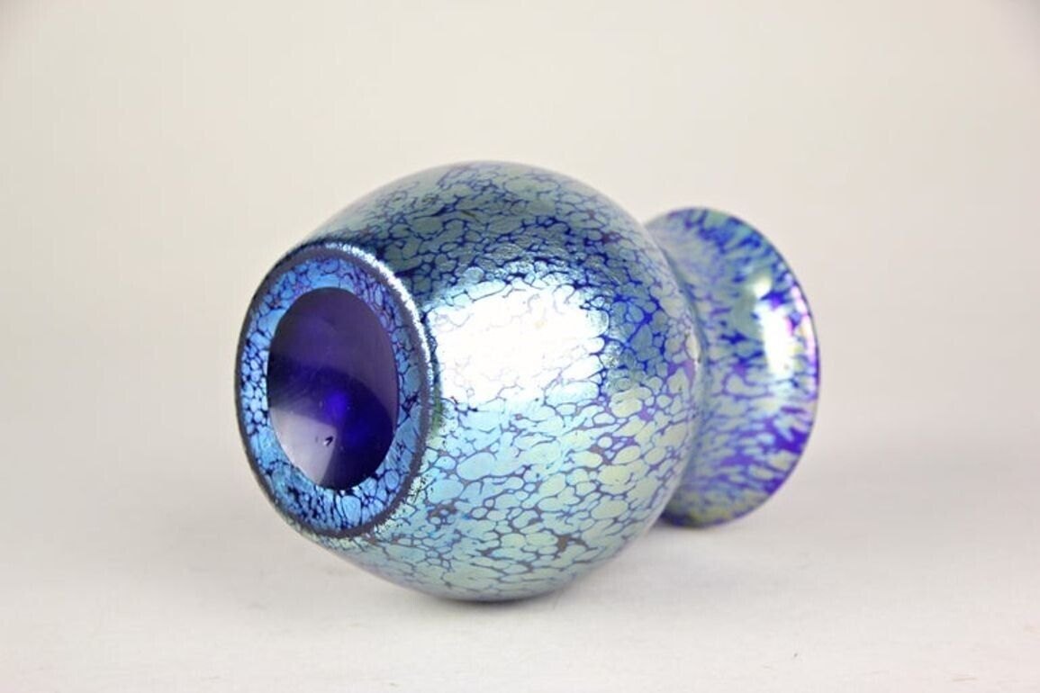 20th Century Loetz Witwe Blue Glass Vase   Decor Cobalt Papillon, Cz, Ca. 1903 photo vintage