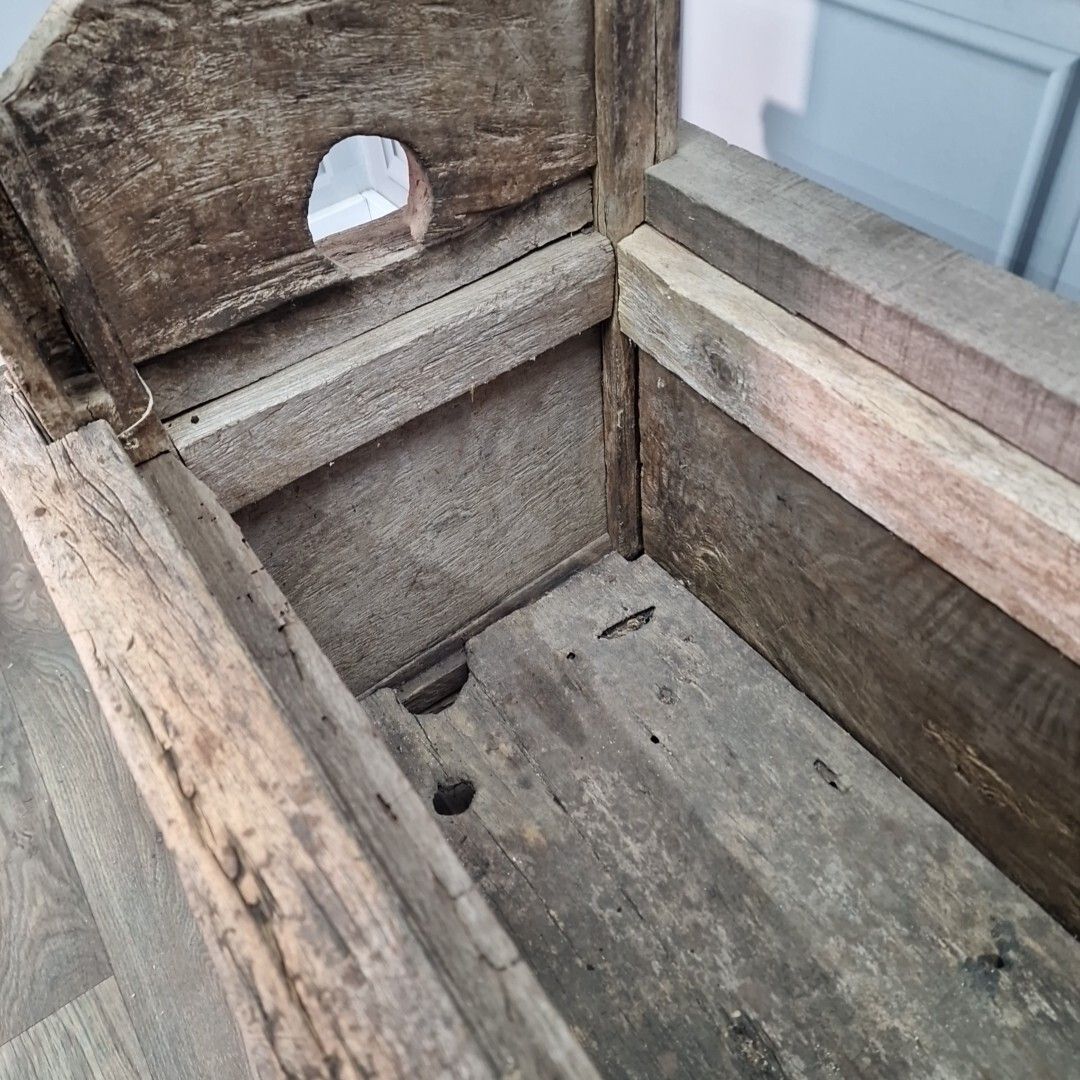 photo for sale Antique Trunk Chest Box Javanese Solid Hard Wood Carved Floral Garden Trough