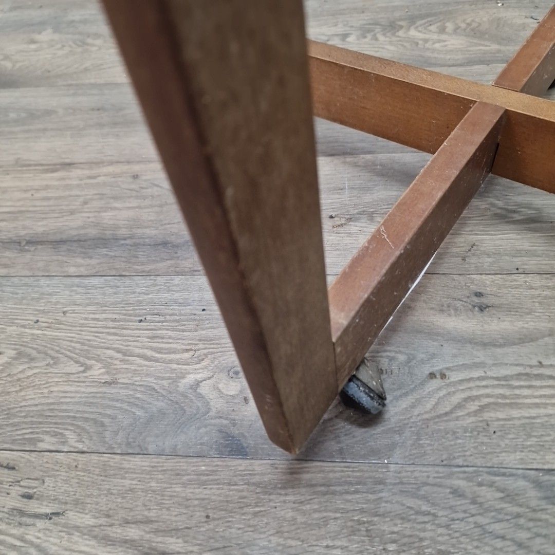 Vintage Glass Side Table Mid Century Modern – Wooden Retro Coffee On Castors photo 140.0