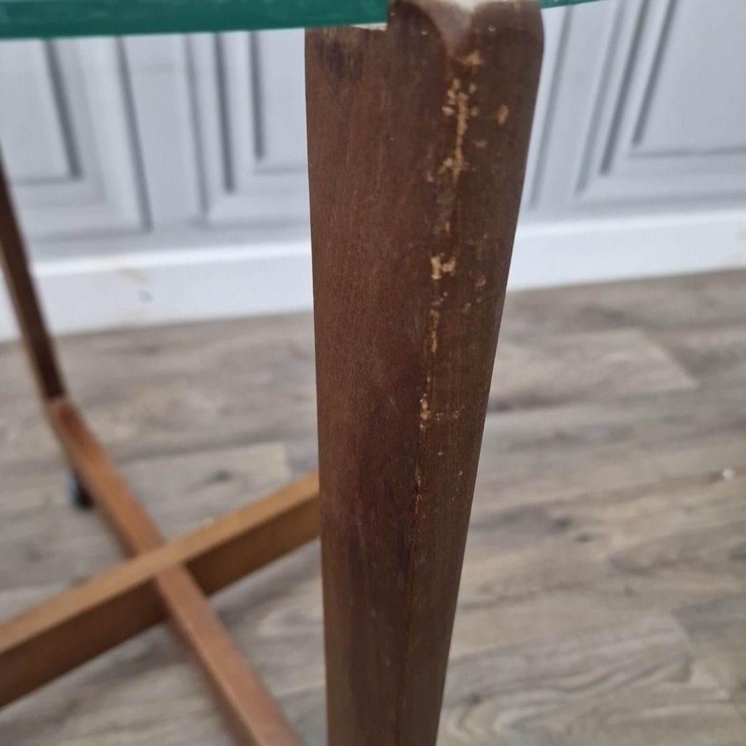 Vintage Glass Side Table Mid Century Modern – Wooden Retro Coffee On Castors photo buy