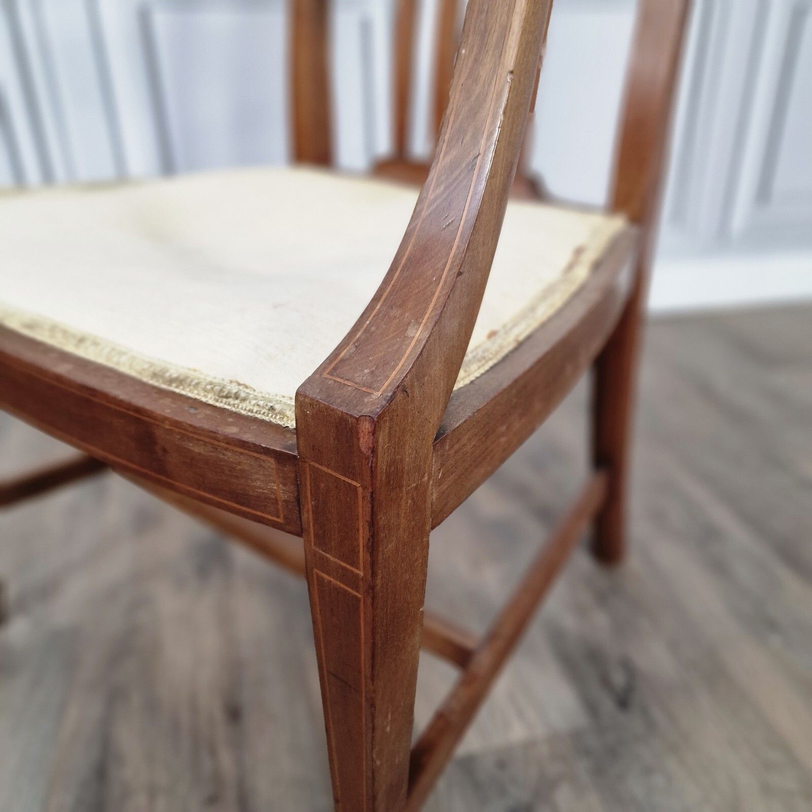 Antique Wooden Edwardian Chair Ornate Elbow Carver Armchair Fireside Lounge Desk photo 120.0