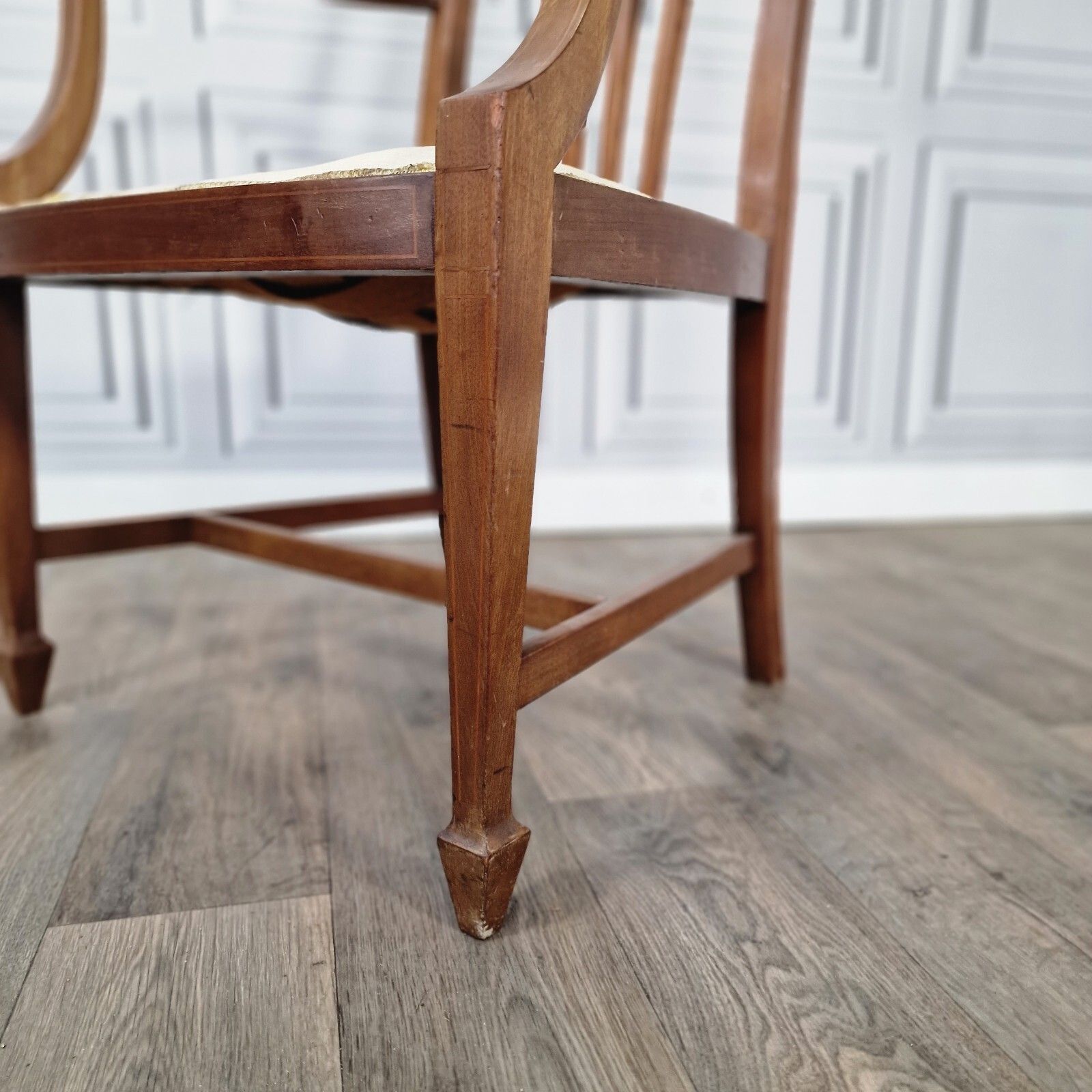 Antique Wooden Edwardian Chair Ornate Elbow Carver Armchair Fireside Lounge Desk photo vinterior