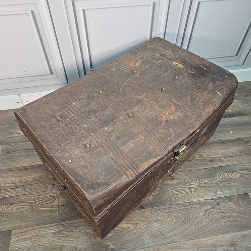 Vintage Metal Steamer Trunk Blanket Box Storage Chest Coffee Table Case Retro photo for sale