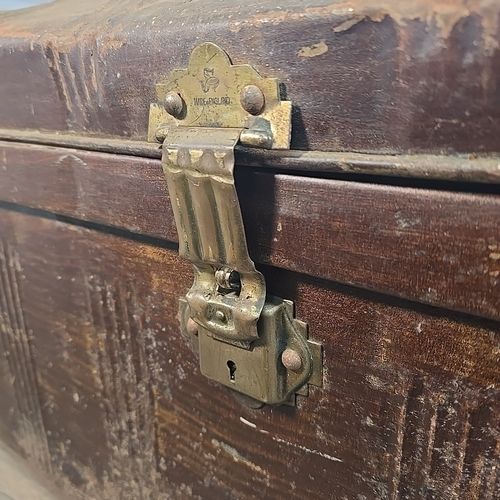 Vintage Metal Steamer Trunk Blanket Box Storage Chest Coffee Table Case Retro photo buy