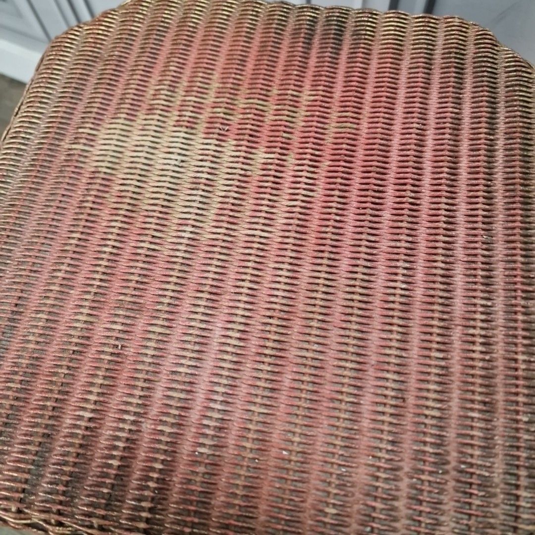 photo for sale Vintage Laundry Basket  Lloyd Loom – Pink Woven Fibre Linen Storage Box – Lusty