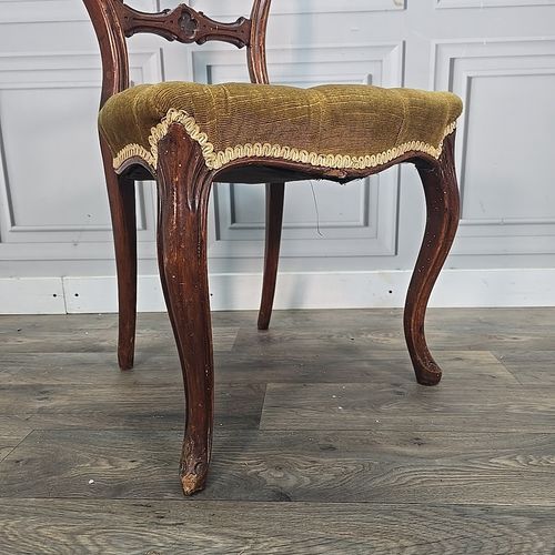 Antique Victorian Bedroom Chair Walnut Cabriole Dining Carved Button Desk Seat photo furniture