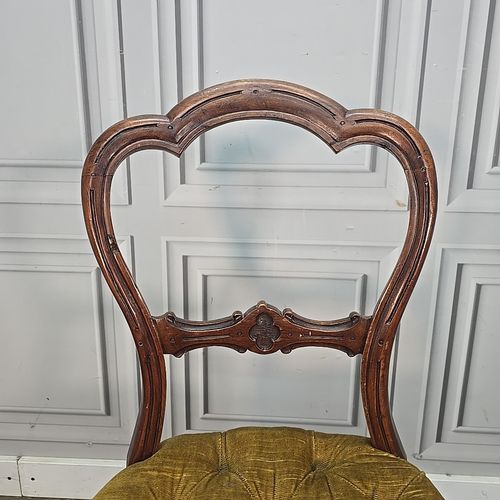 Antique Victorian Bedroom Chair Walnut Cabriole Dining Carved Button Desk Seat photo vintage