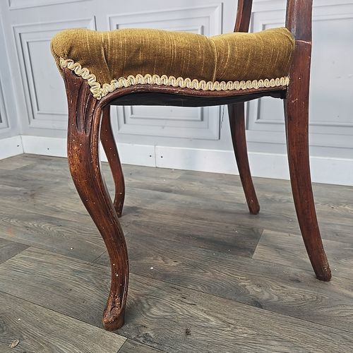 photo buy Antique Victorian Bedroom Chair Walnut Cabriole Dining Carved Button Desk Seat