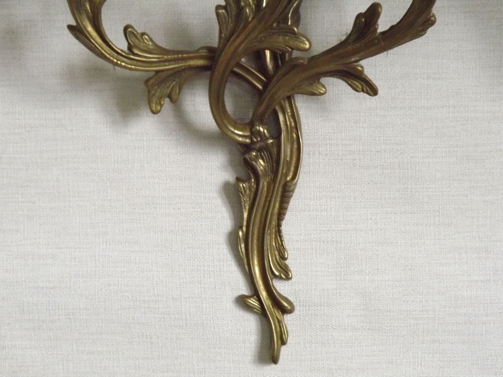 495.0 Magnificent Pair Of French Antique Bronze Three Light Acanthus Wall Sconces photo
