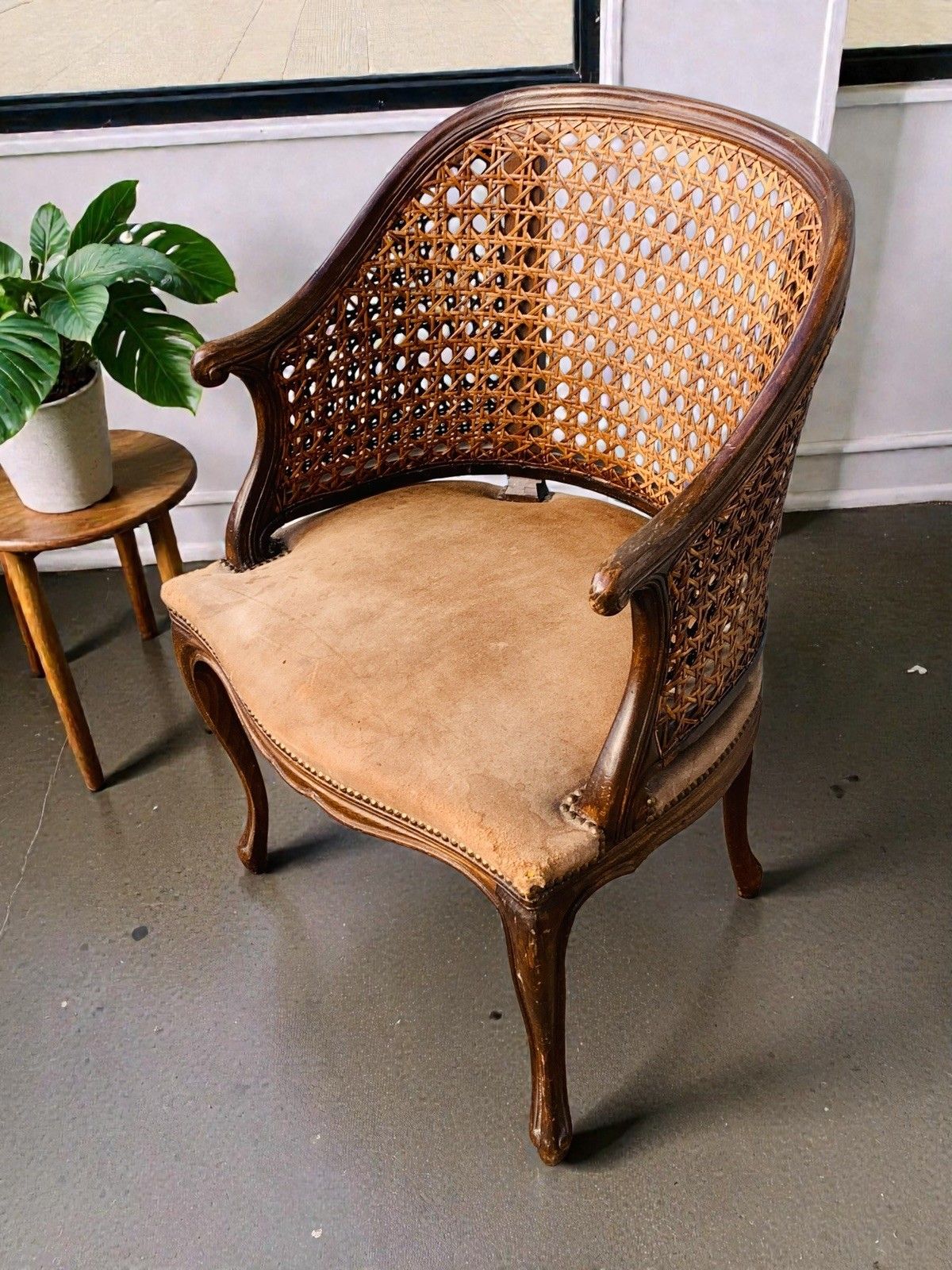 Antique 19th Century French Provincial Bergere Louis XV Style Armchair photo 493.0