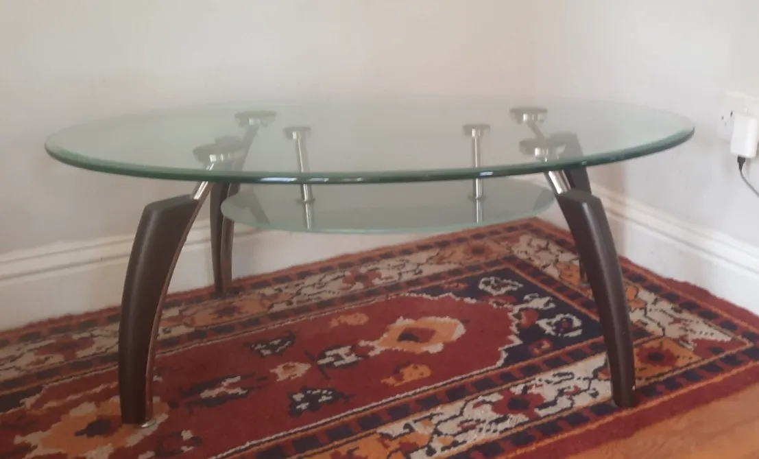 Vintage Mid Century Italian Style Two Tier Oval Glass Coffee Table photo Furniture