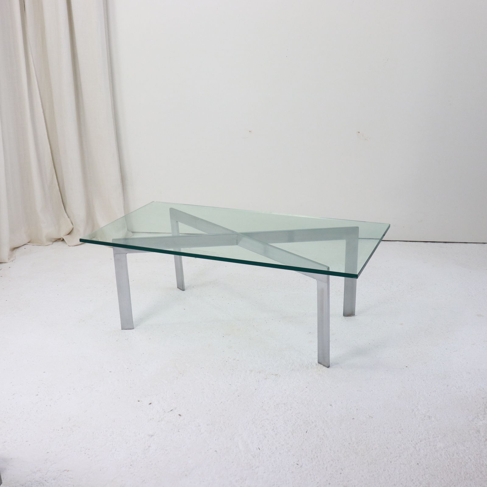 Glass & Nickel Plated Steel Coffee Table, 1980s–90s photo furniture