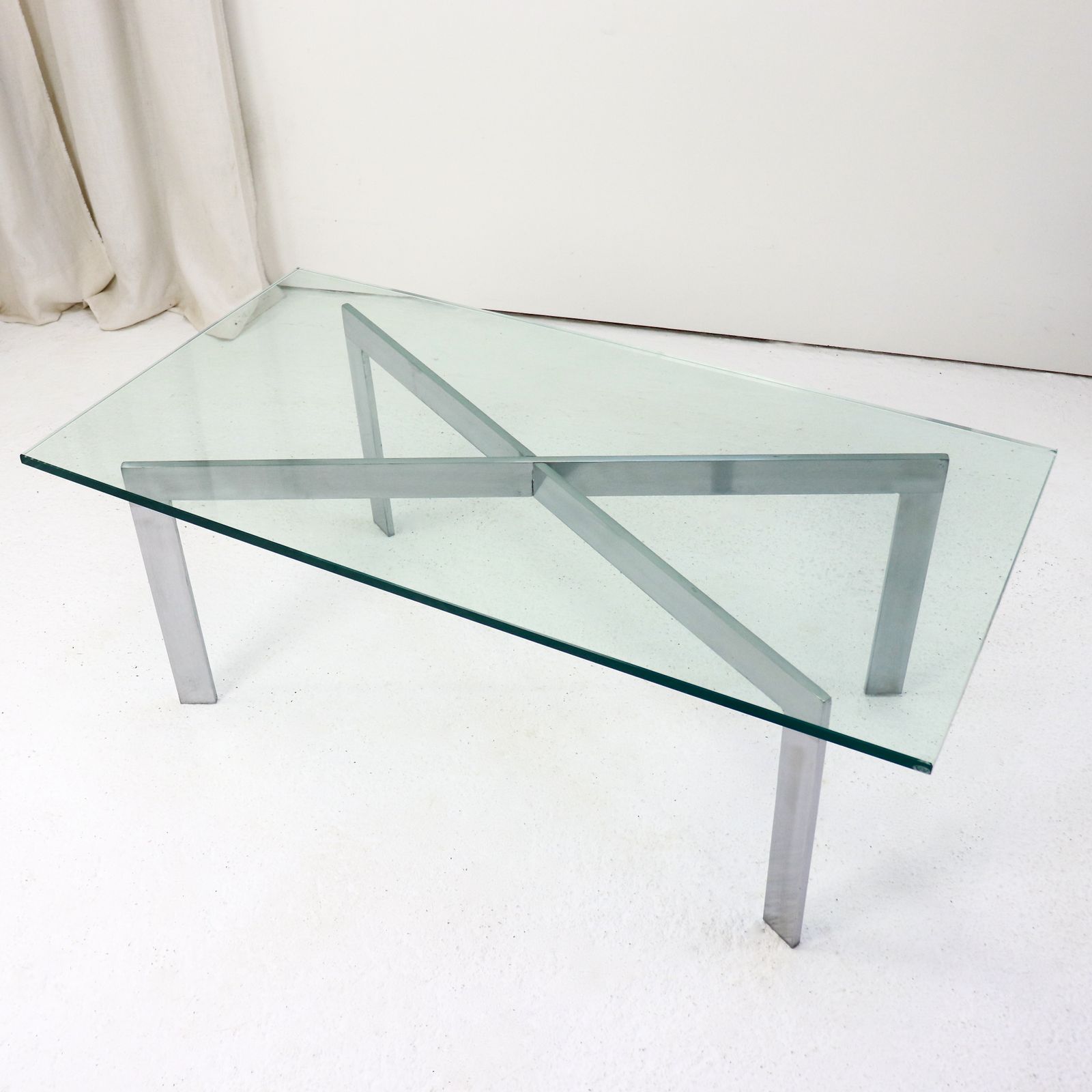 Glass & Nickel Plated Steel Coffee Table, 1980s–90s photo Furniture