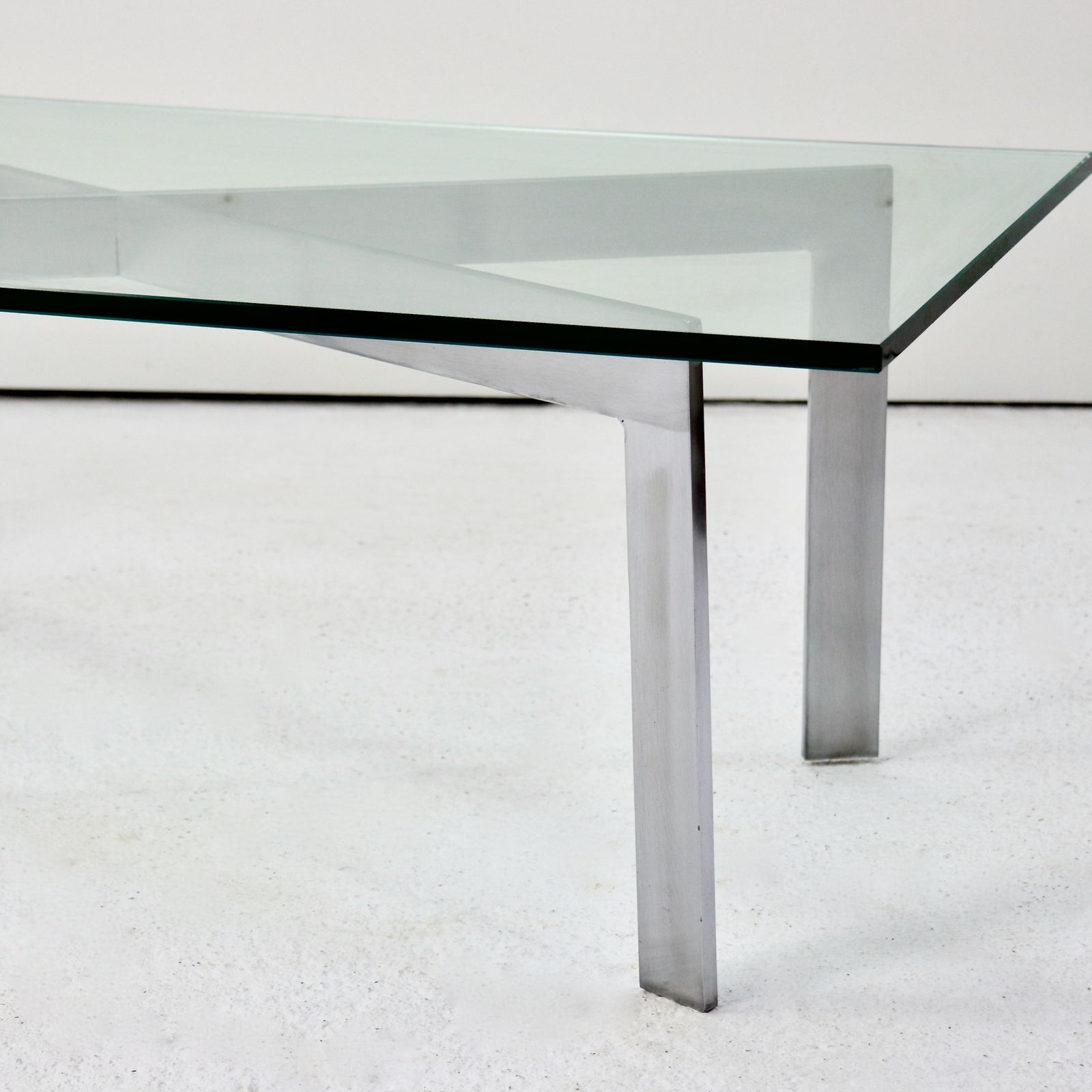 Glass & Nickel Plated Steel Coffee Table, 1980s–90s photo 325.0