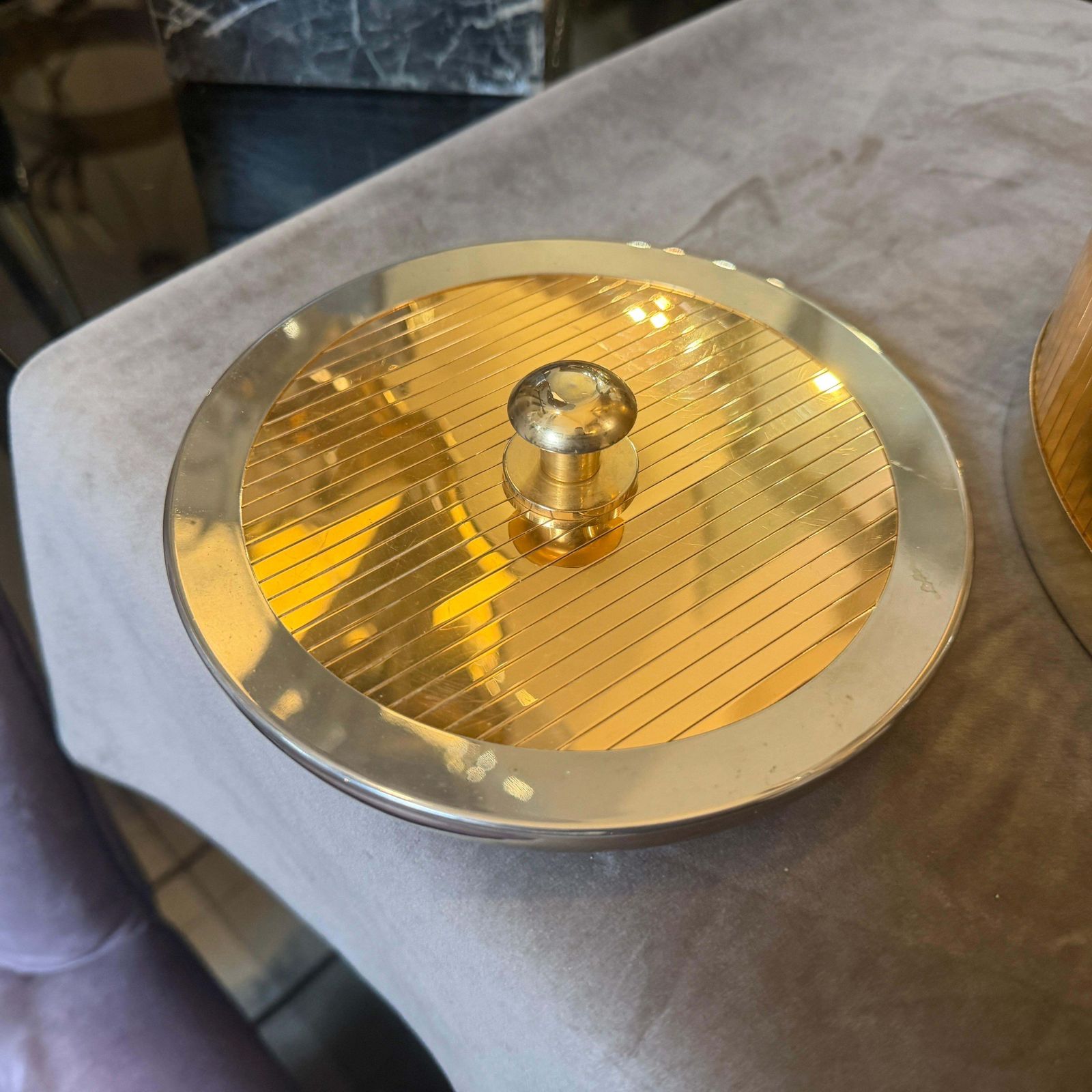 1970s Stunning Mid Century Modern Brass And Silver Plated Ice Bucket By Lidian photo 579.0