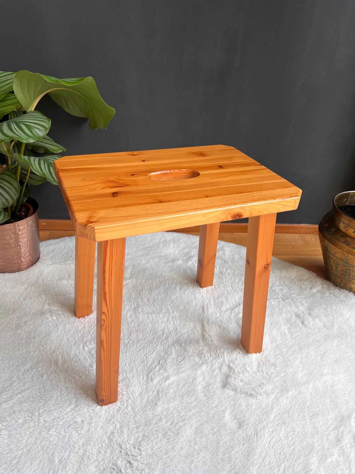 Solid Pine Cabin Stool, Switzerland, 1970