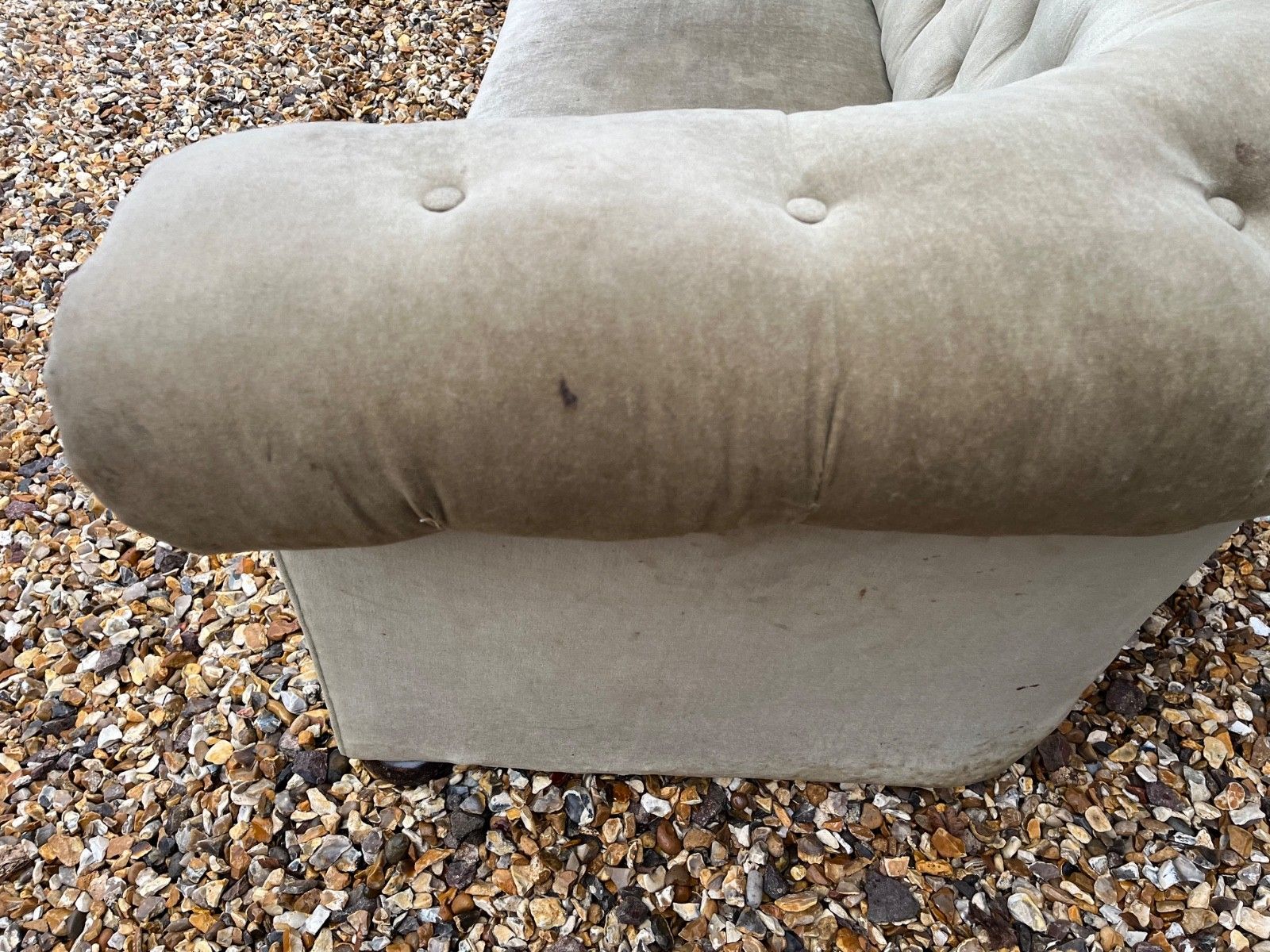 photo for sale Antique Chesterfield Sofa Green Olive Coloured Velvet Circa Mid To Late 1800’s