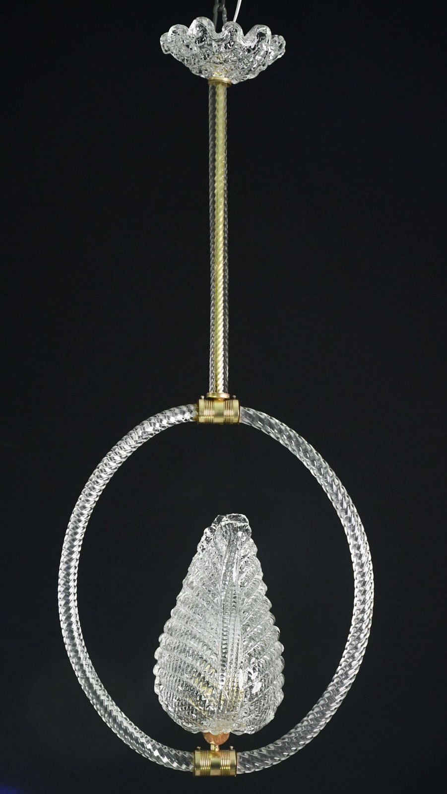 Charming Transparent Art Decò Barovier E Toso Pendant Light Murano Glass, 1940s photo Lighting
