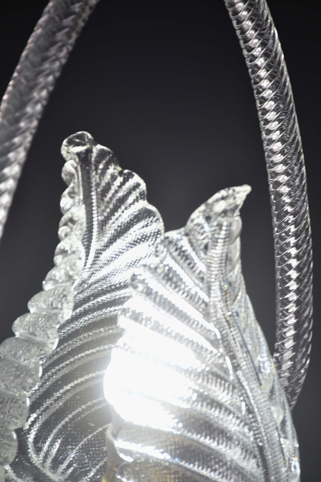 photo for sale Elgant Transparent Art Decò Barovier E Toso Pendant Light Murano Glass, 1940s