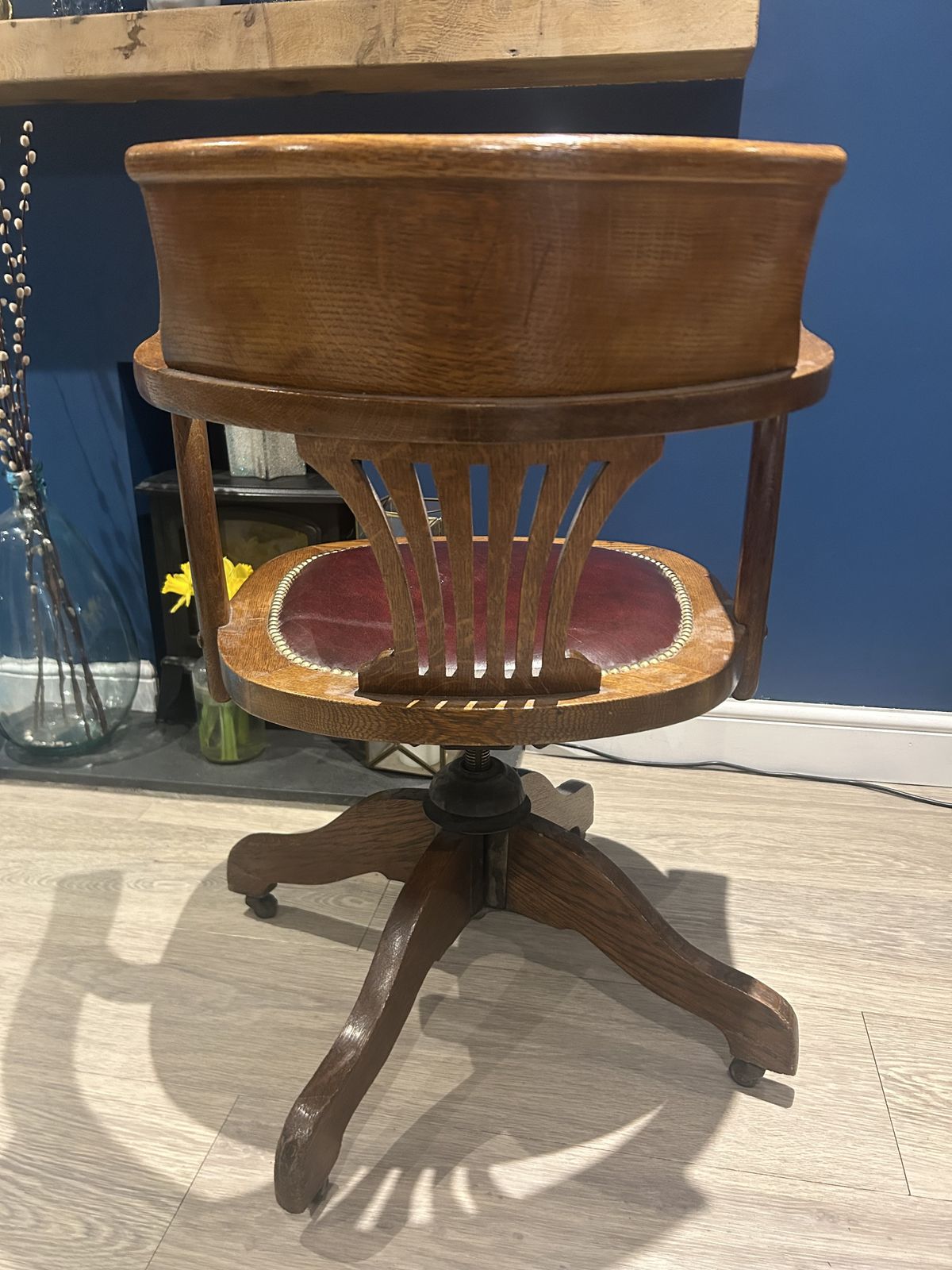 Edwardian Oak Swivel Desk Chair photo furniture