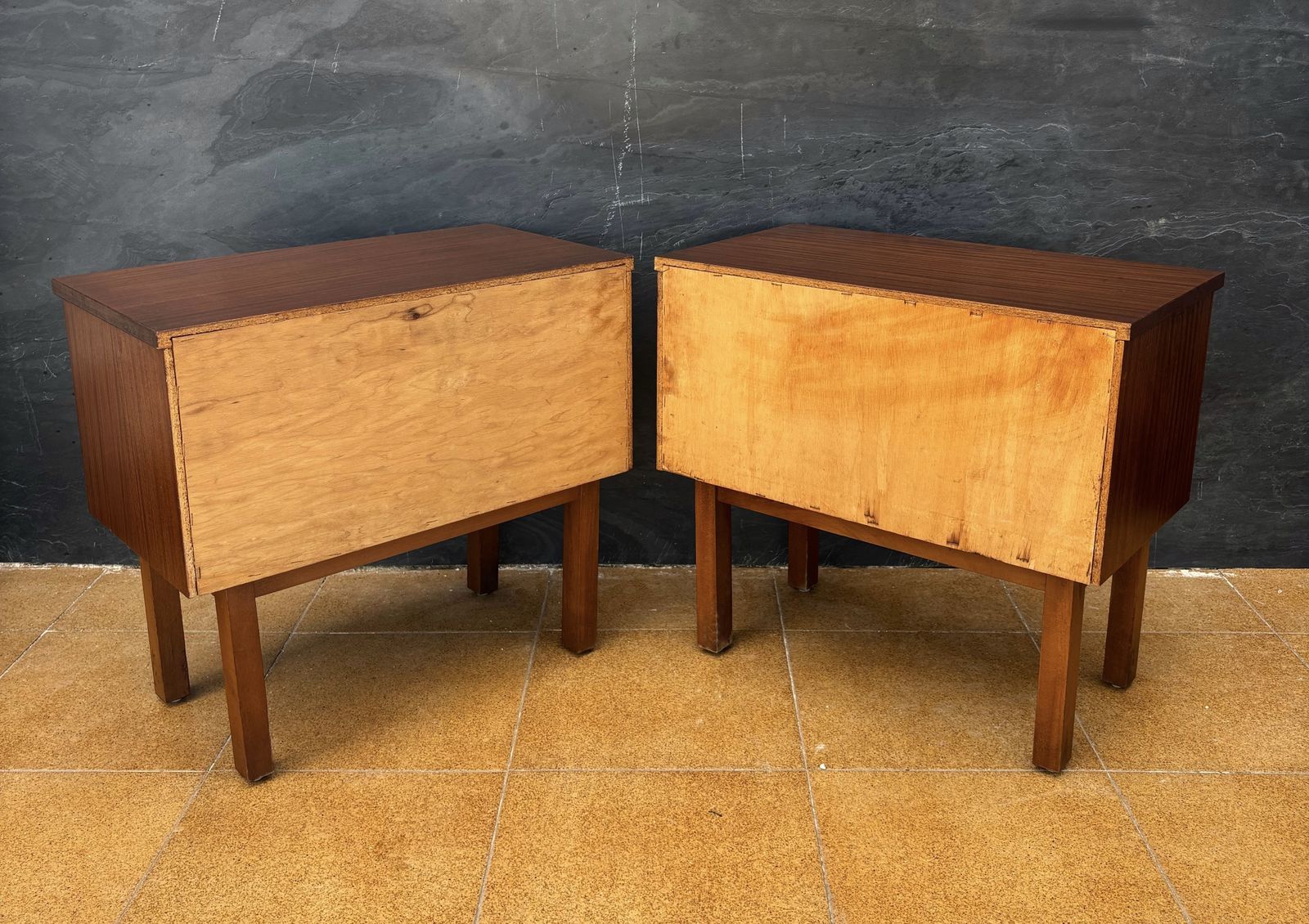Pair Of Scandinavian Mid Century Modern Nightstands With Two Drawers, 1960 photo vintage