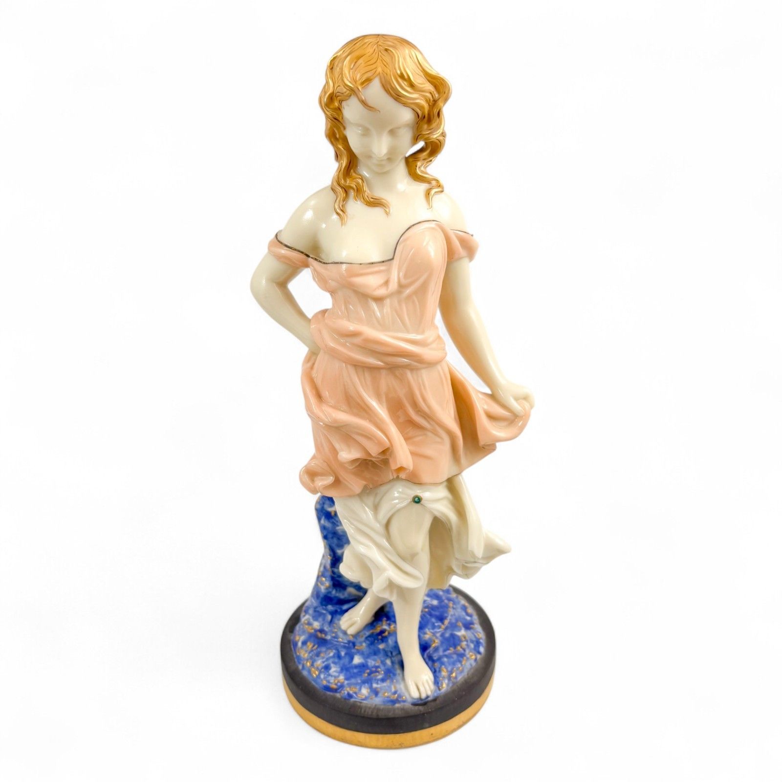 Antique Royal Worcester Porcelain Figurine Girl Windblown Dress 19th Century photo furniture