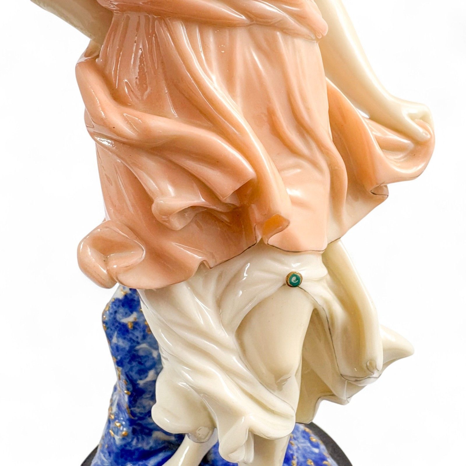 photo vinterior Antique Royal Worcester Porcelain Figurine Girl Windblown Dress 19th Century
