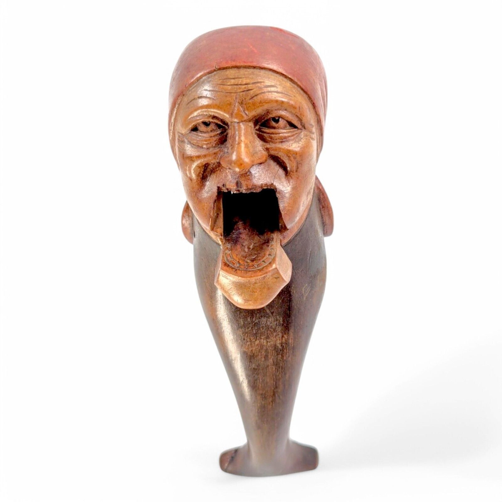 Black Forest Carved Wood Nutcracker, Grotesque Woman’s Head Folk Art C. 1890s photo furniture