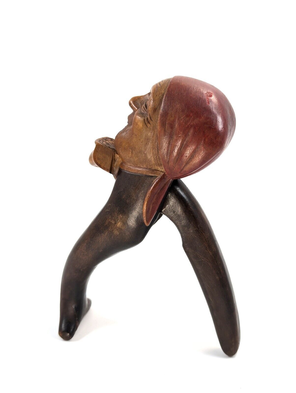 Black Forest Carved Wood Nutcracker, Grotesque Woman’s Head Folk Art C. 1890s photo 150.0