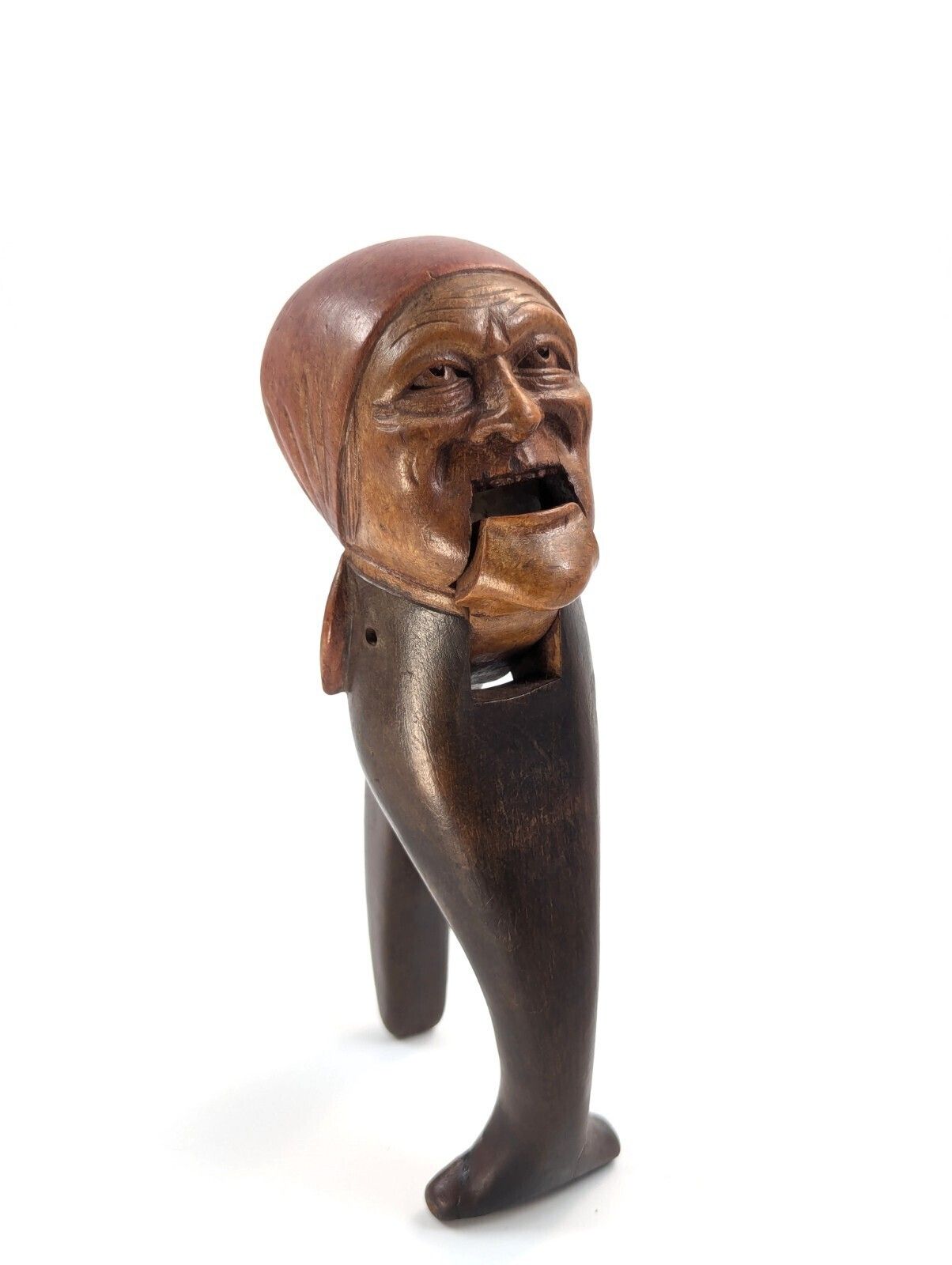 Home Decor Black Forest Carved Wood Nutcracker, Grotesque Woman’s Head Folk Art C. 1890s photo