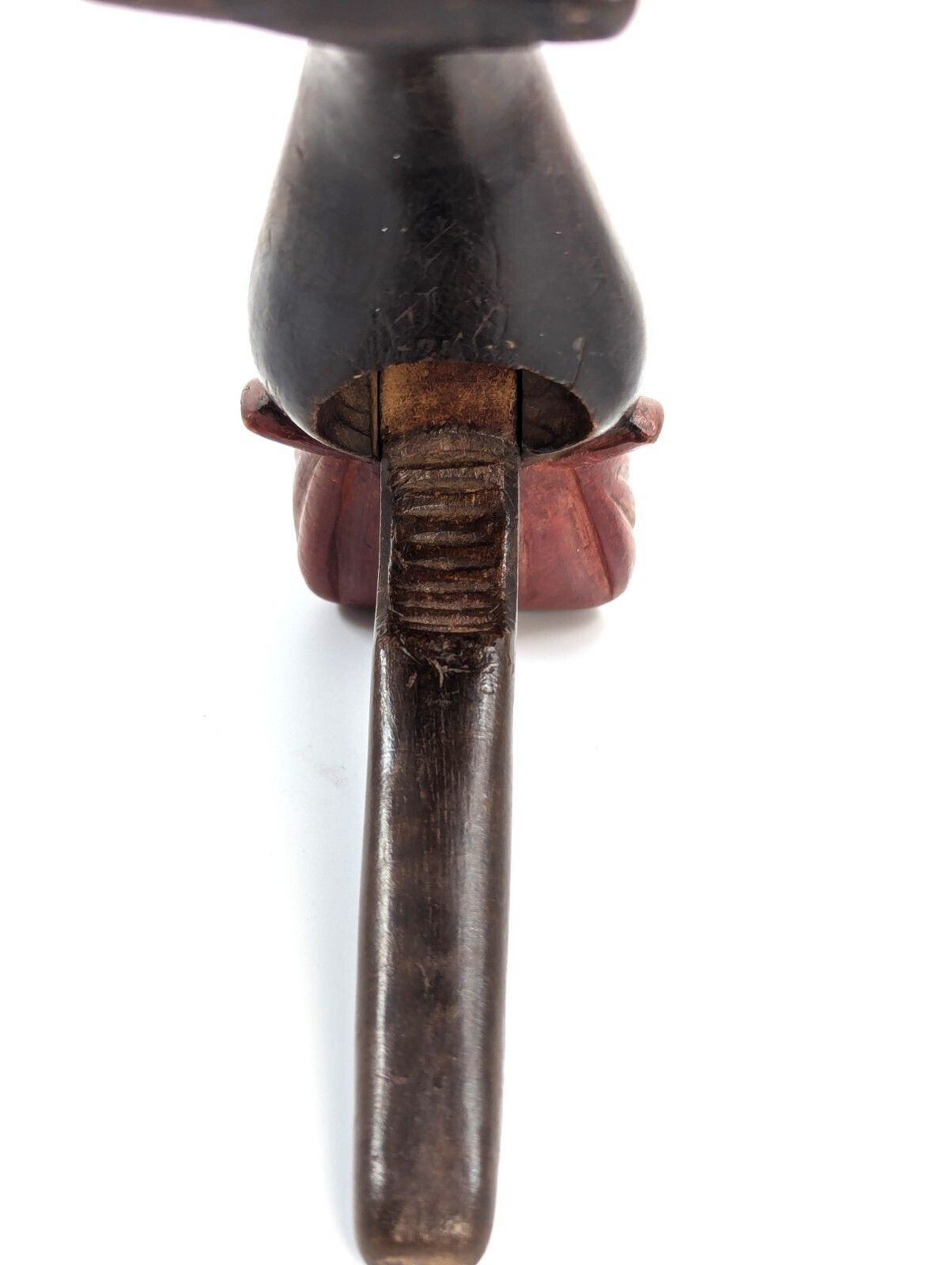 photo buy Black Forest Carved Wood Nutcracker, Grotesque Woman’s Head Folk Art C. 1890s