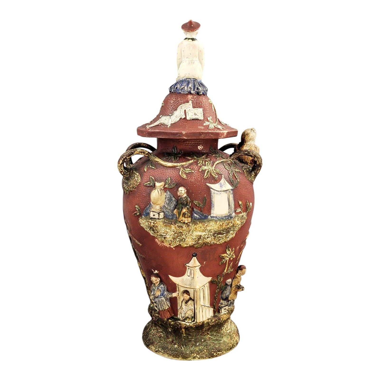 Antique Monumental Continental Maiolica Vase And Cover, Circa 1860–1880. photo vinterior