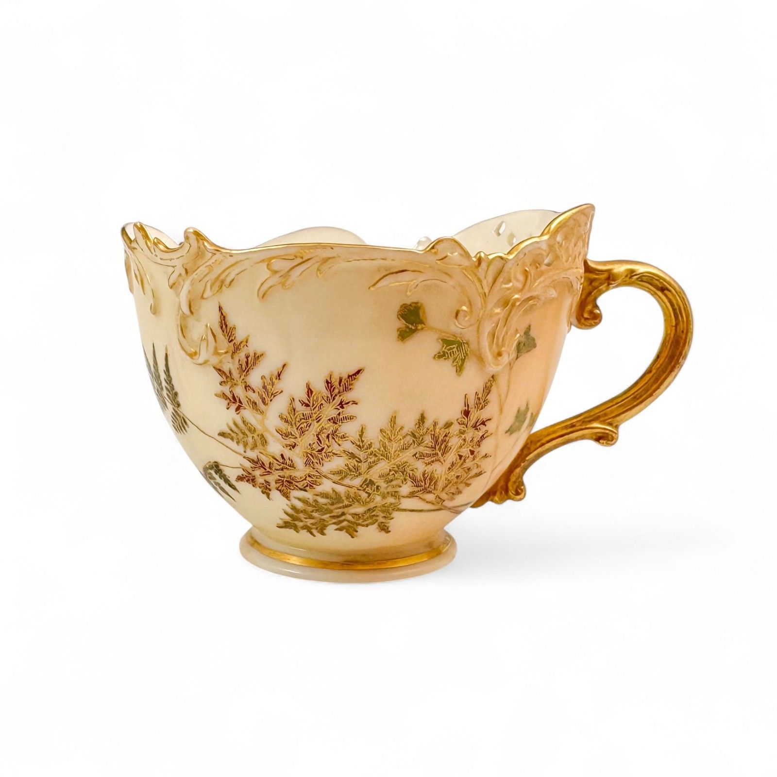 Edwardian Victorian Royal Worcester Blush Porcelain Tea Cup & Saucers 1891 1902 photo vinterior