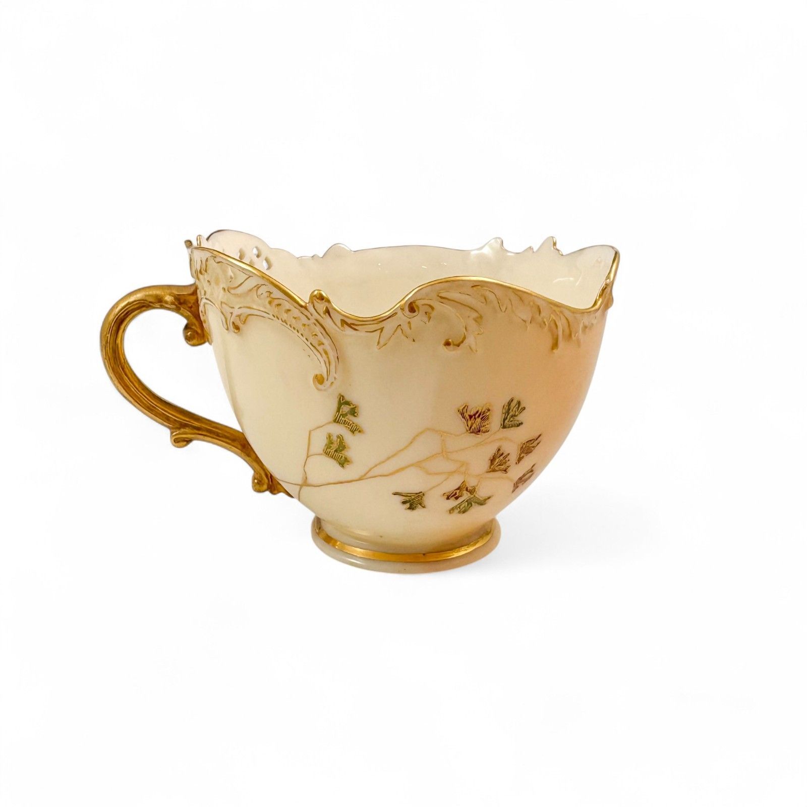 Edwardian Victorian Royal Worcester Blush Porcelain Tea Cup & Saucers 1891 1902 photo vintage
