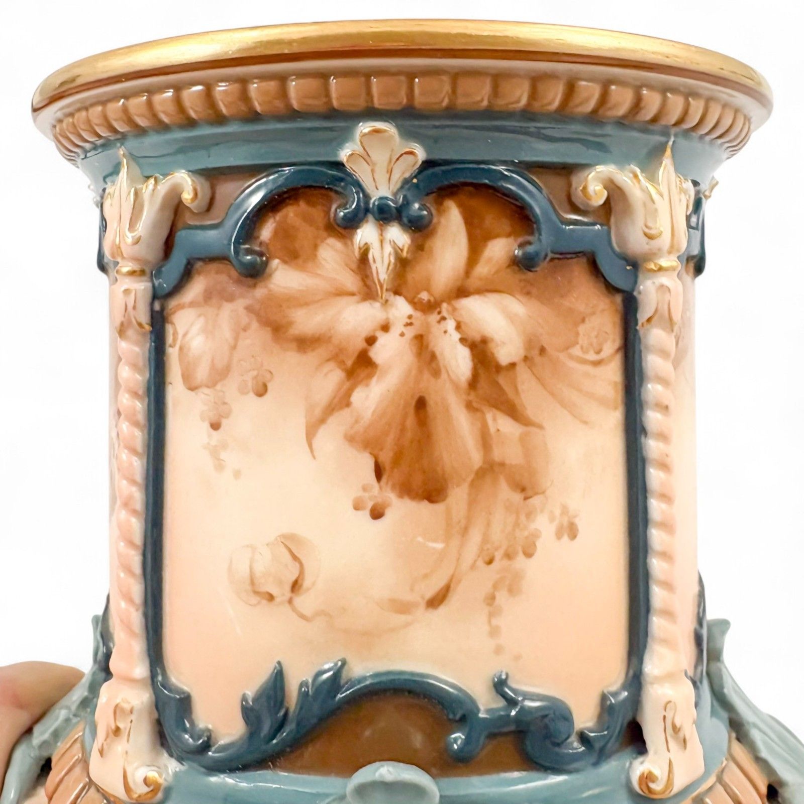 Hadley Royal Worcester Faience Porcelain Jardiniere Art Nouveau Cachepot 1890s photo vintage