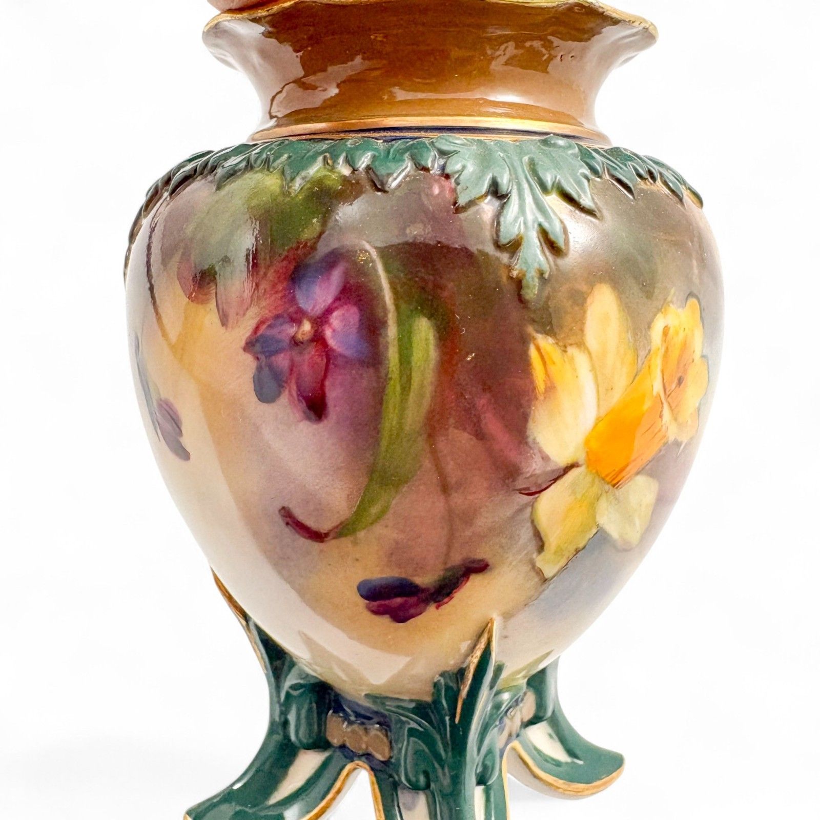 photo vintage Antique Art Nouveau Royal Worcester Porcelain Pot Pourri Vase 1902 Model 277